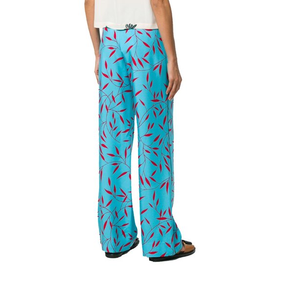 DVF DIANE VON FURSTENBERG WIDE LEAF PRINT PANTS TROUSERS SIZE 6 - Picture 4 of 10